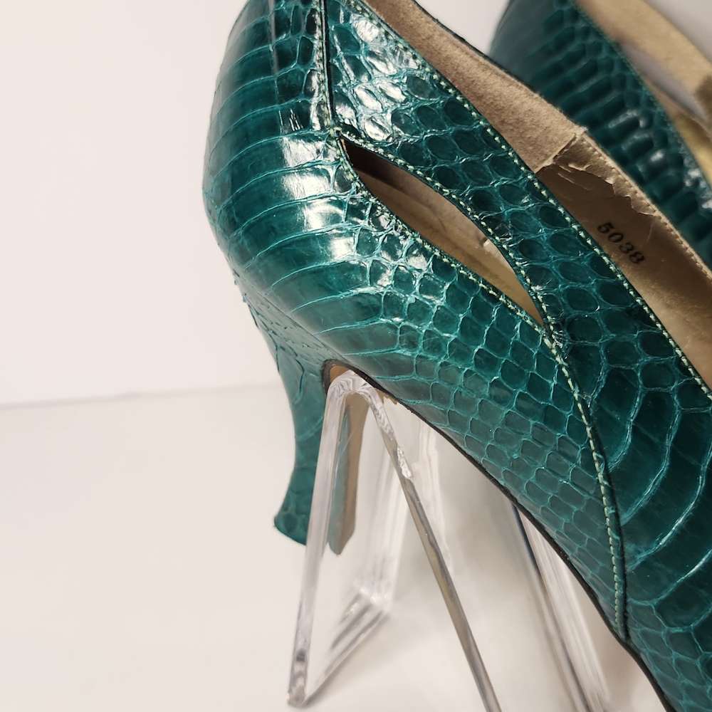 SALE! J.Renee Teal Snakeskin Heels - Picture 5 of 16
